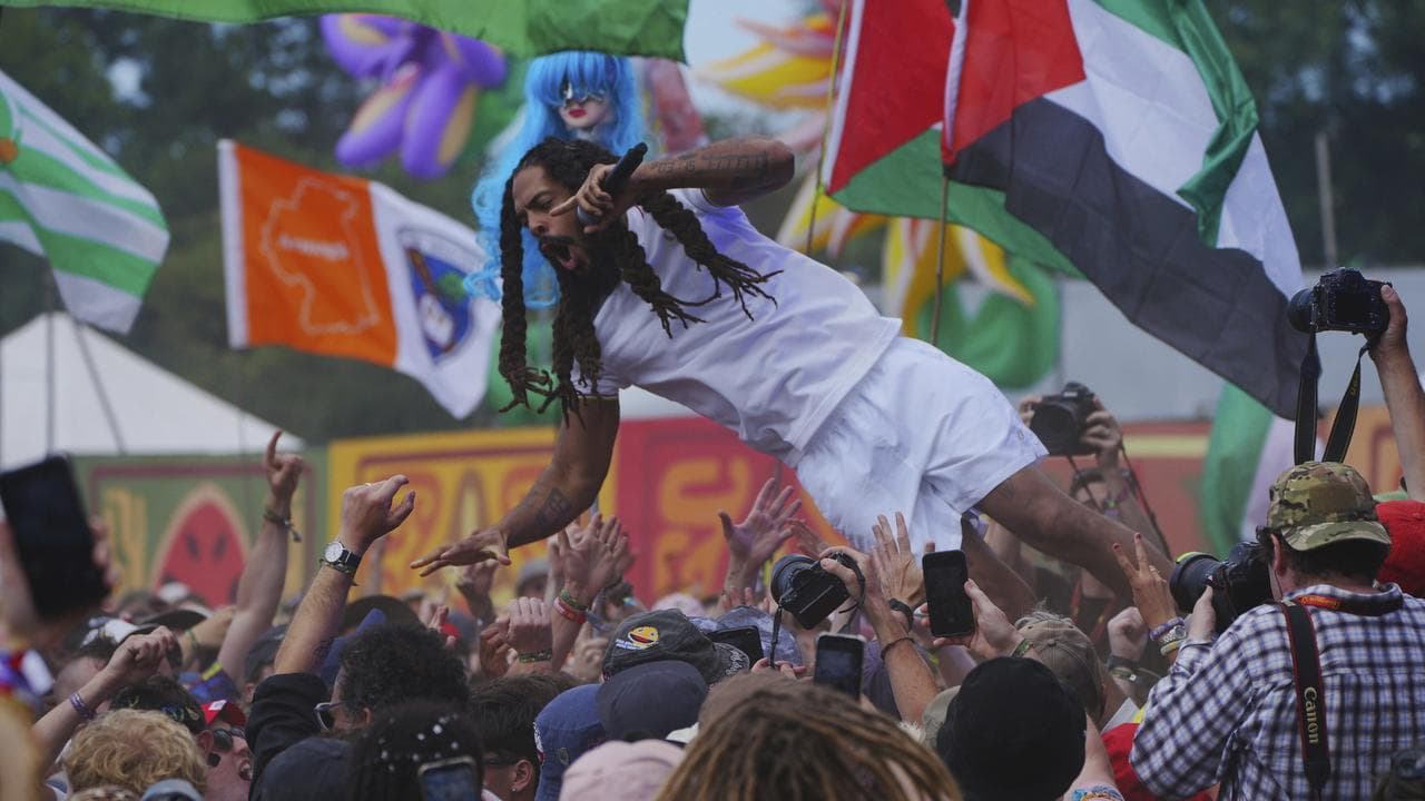 Bob Vylan performs during the Glastonbury Festival