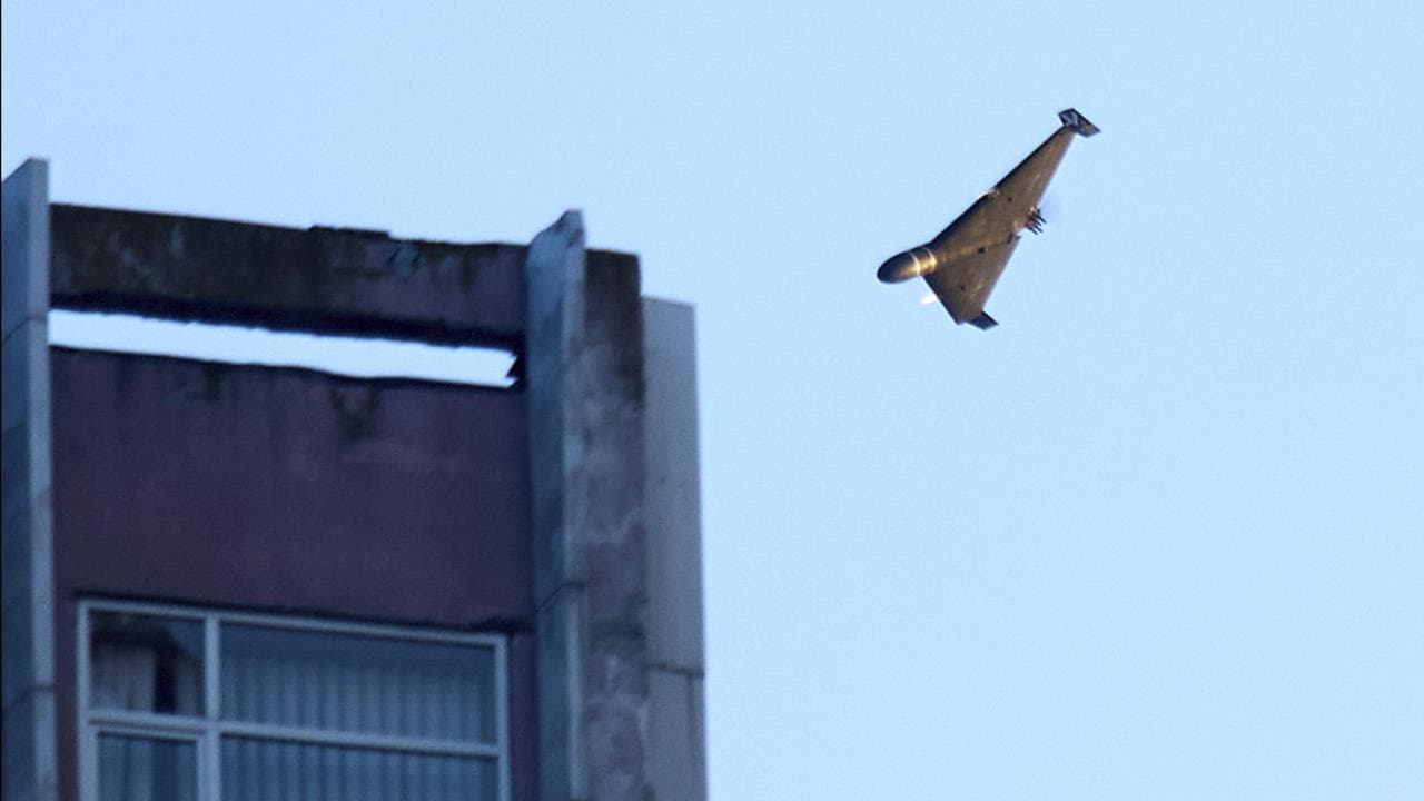 Russian drone during a Russian air attack in Kyiv, Ukraine