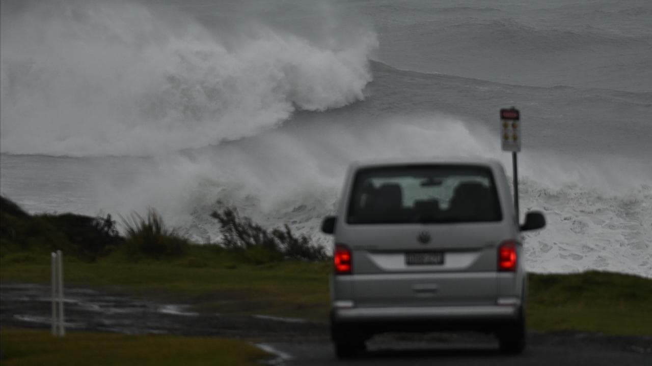 Large swell battering the coast  in Wollongong