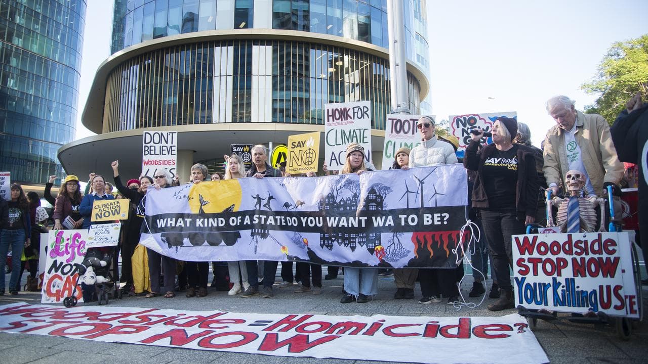 Protesters outside Woodside hq (file)