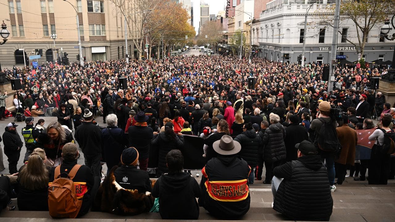 Supporters at the Yoorrook Justic Commission Walk for Truth