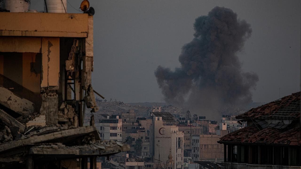 Smoke after an Israeli air strike in Gaza City