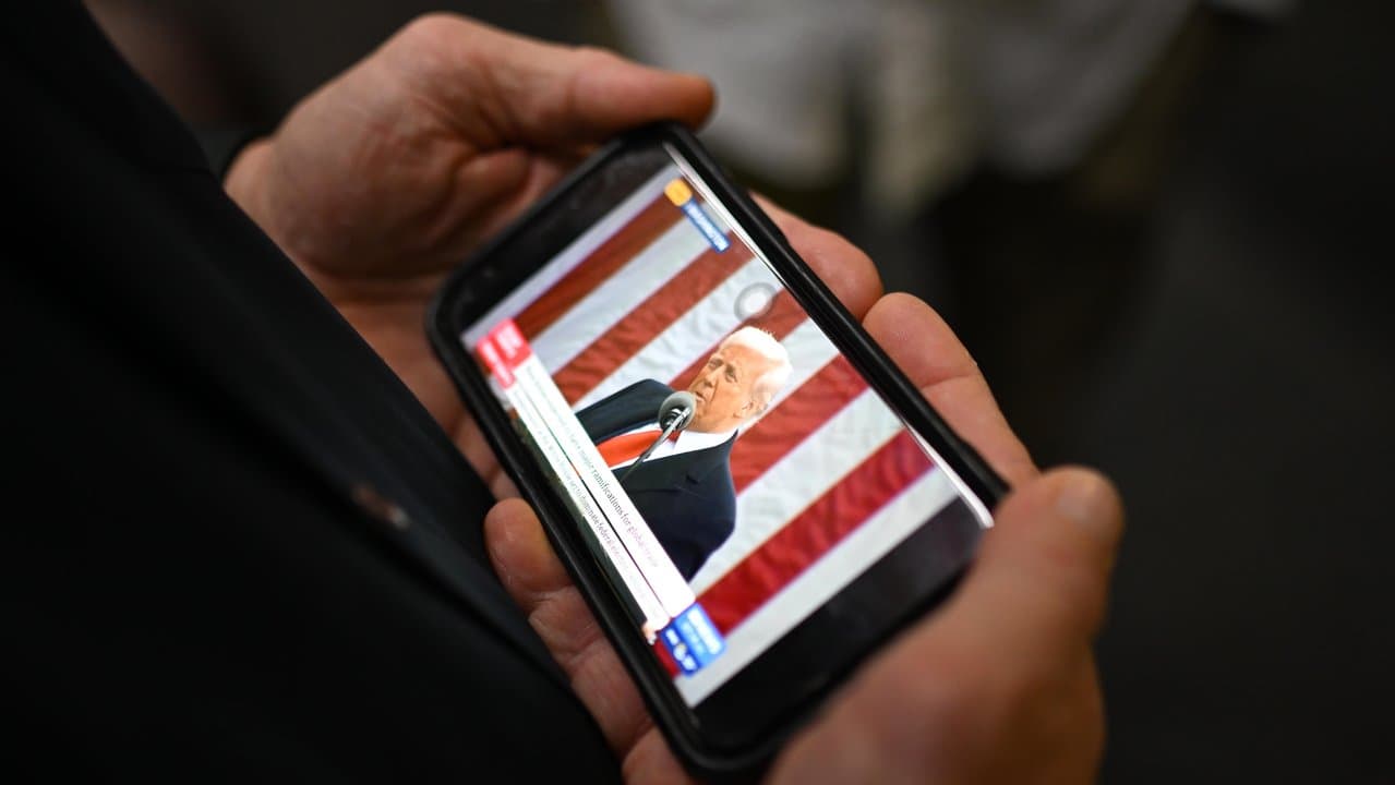 Donald Trump footage on a phone