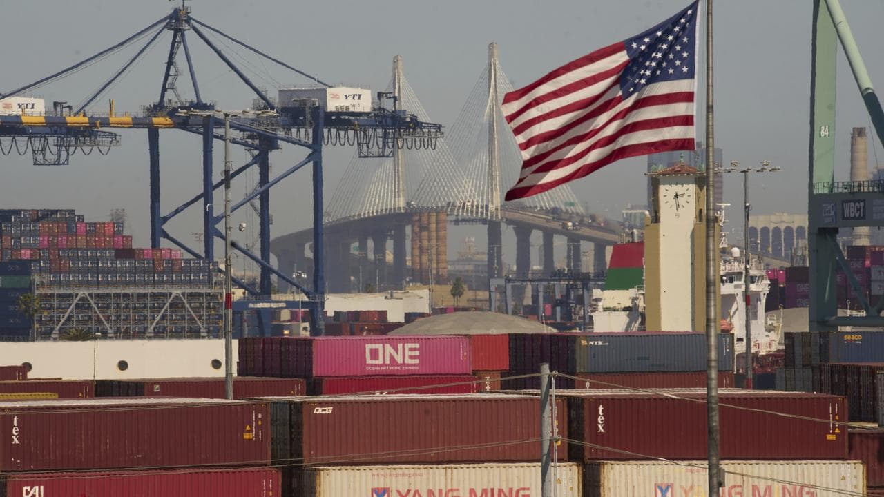 Containers at the Port of Los Angeles, California