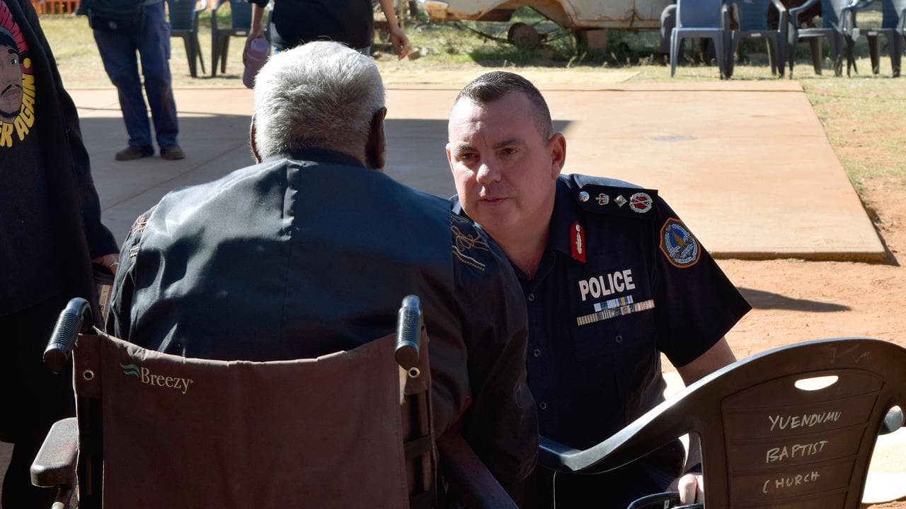 NT Police acting commissioner Martin Dole speaks to Ned Hargraves