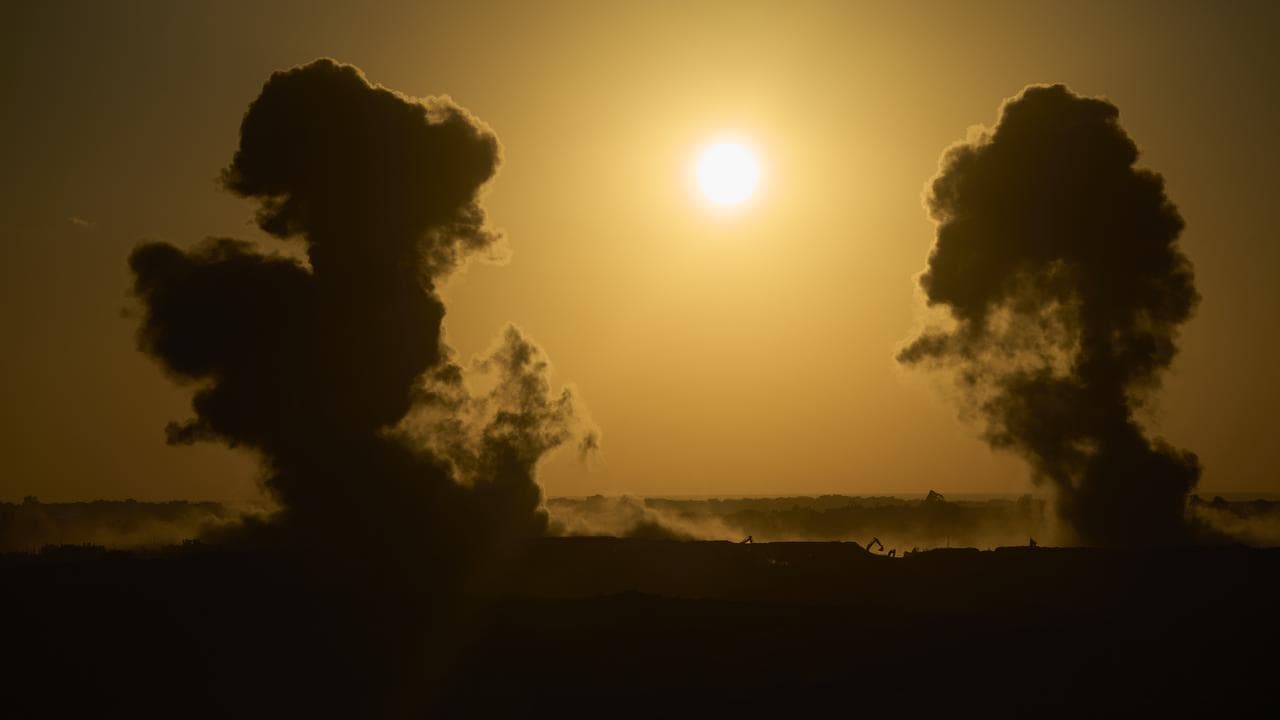 Smoke after an explosion inside the Gaza Strip