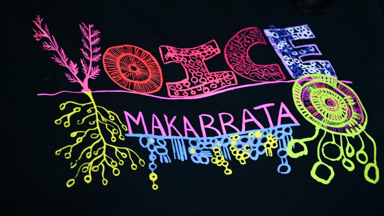 A tshirt logo reads ‘Voice Makarrata’ (file image)