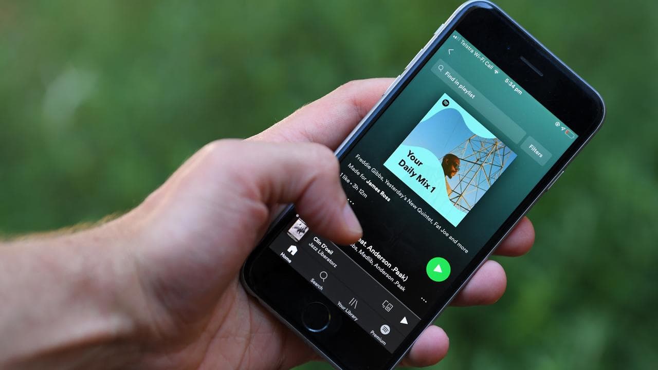 A Spotify app on an iPhone (file image)