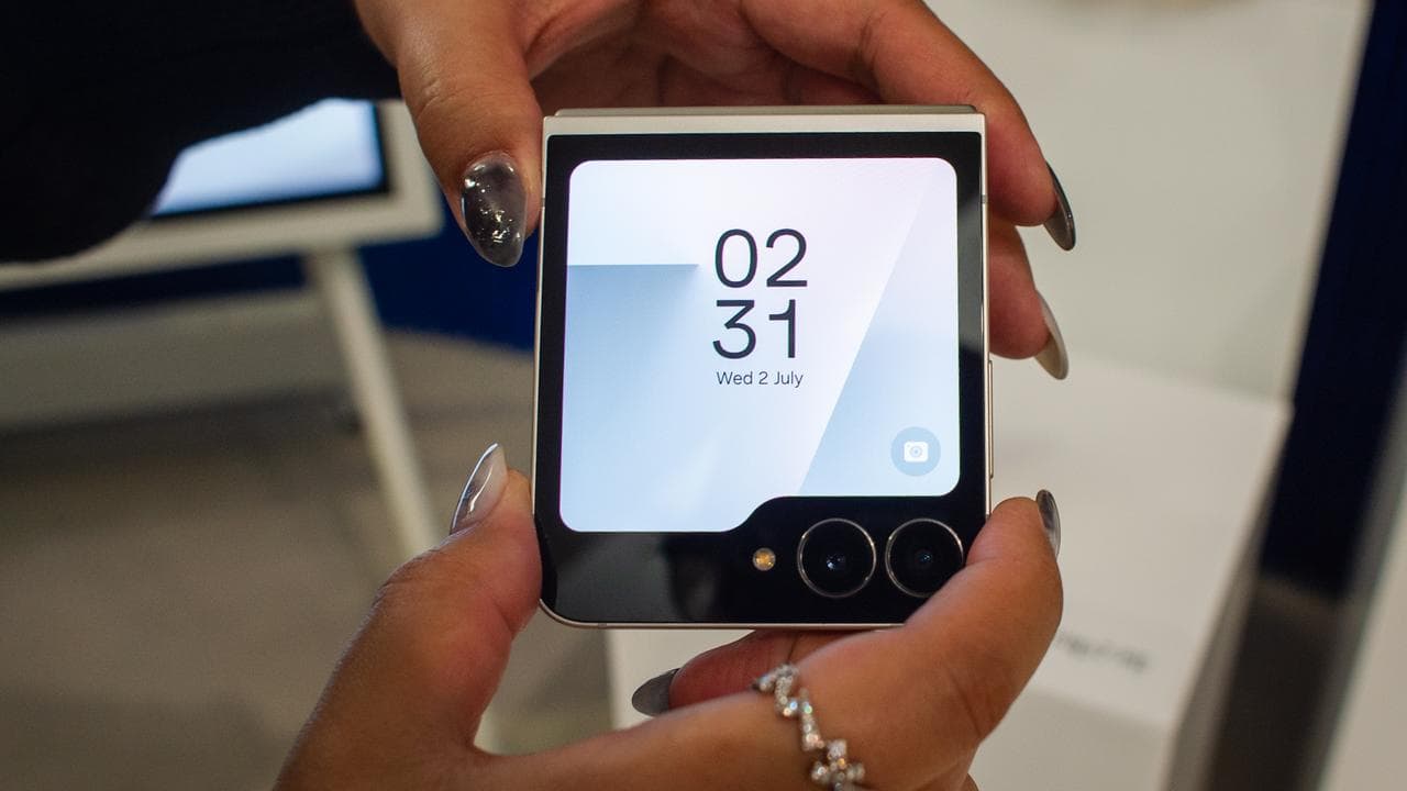 A Samsung Galaxy Z Flip7 smartphone