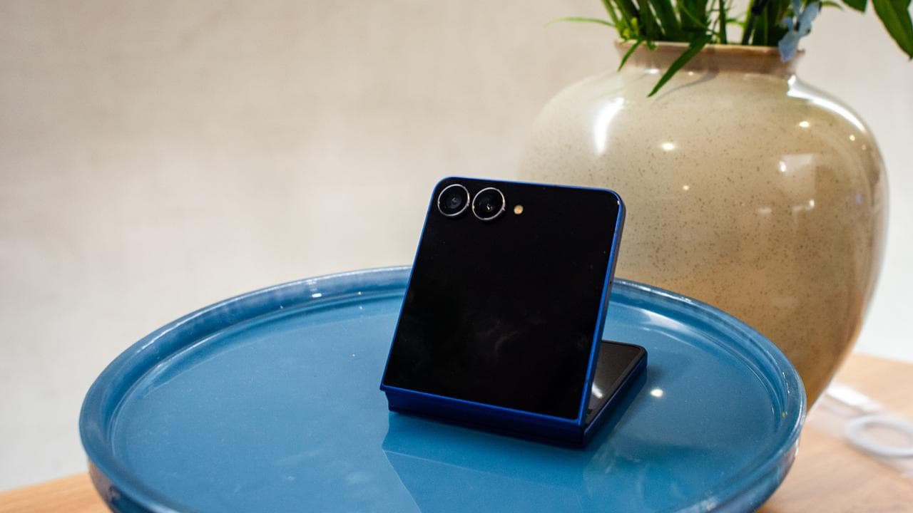 A Samsung Galaxy Z Flip7 smartphone