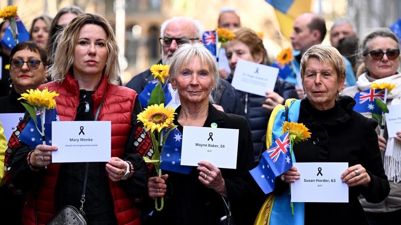 People rally in Sydney to mark 10 years since the downing of MH17