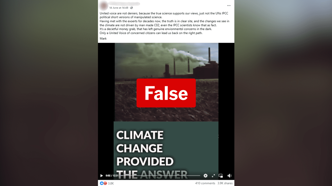 Facebook post claiming Club of Rome invented climate change