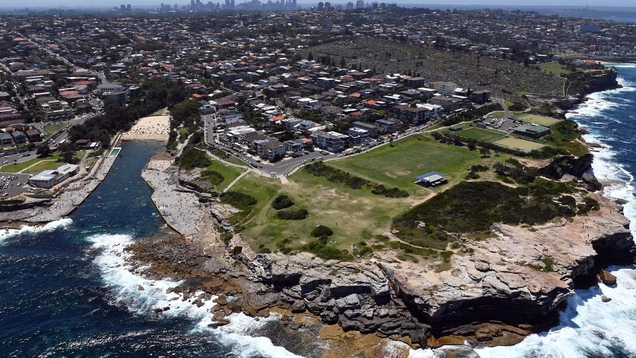 An aerial view of Clovelly Beach and Shark Point