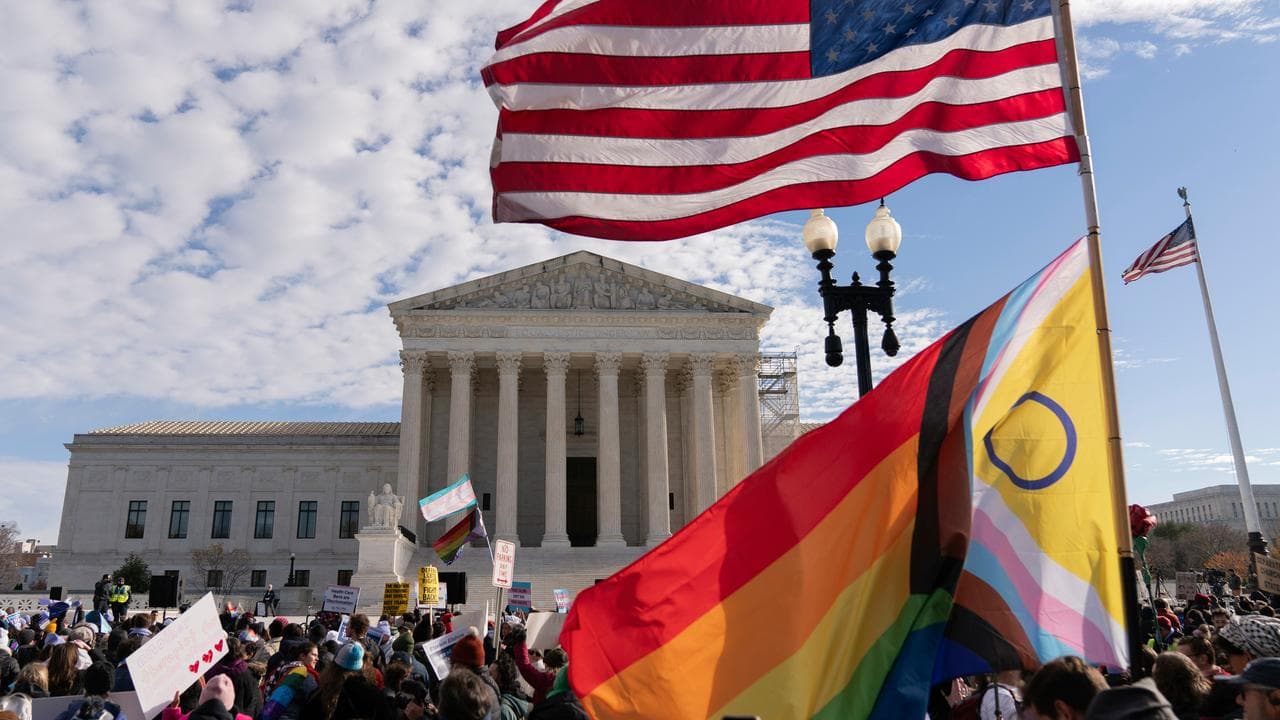 Transgender rights supporters rally in Washington.