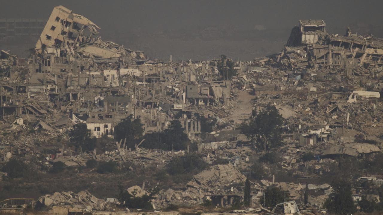 Buildings destroyed from Israeli strikes in the northern Gaza Strip