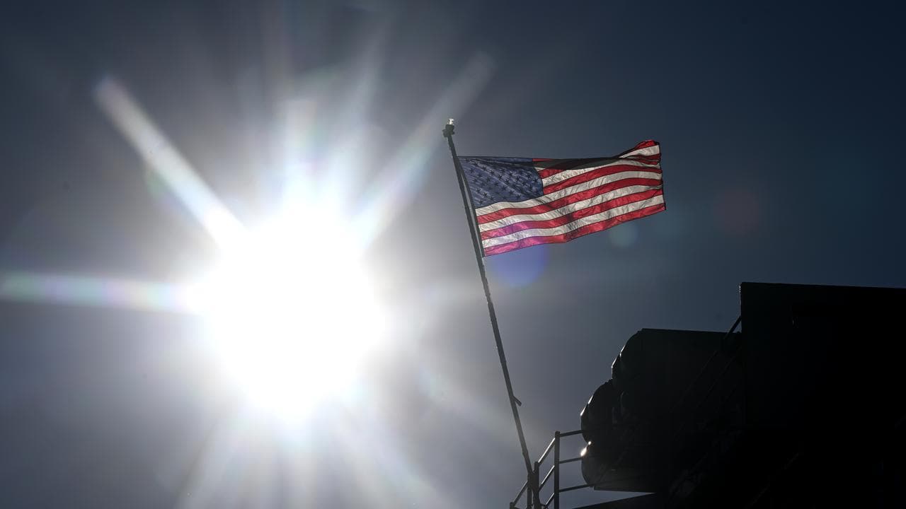 US flag on USS America's stern