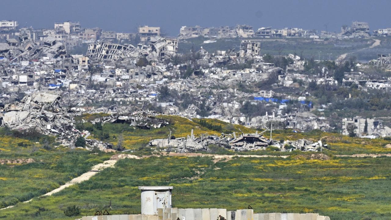 Israeli soldiers gather at Gaza border