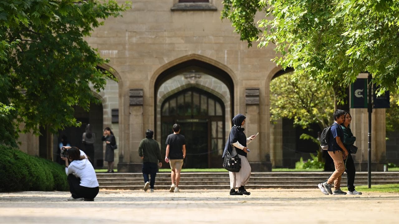 Students are seen at Melbourne University