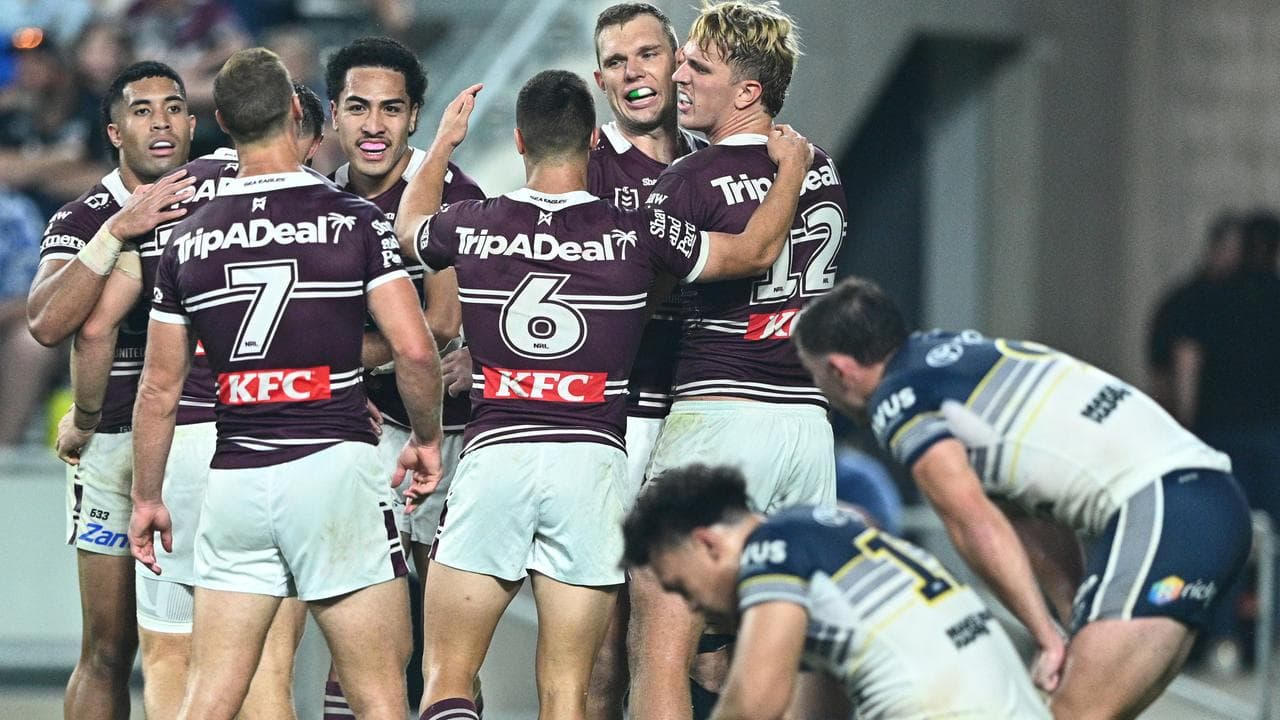 Lehi Hopoate, being congratulated after scoring a try.