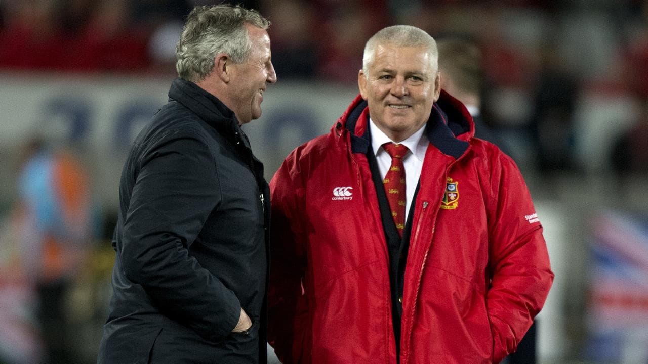 Former British and Irish Lions head coach Warren Gatland (right)
