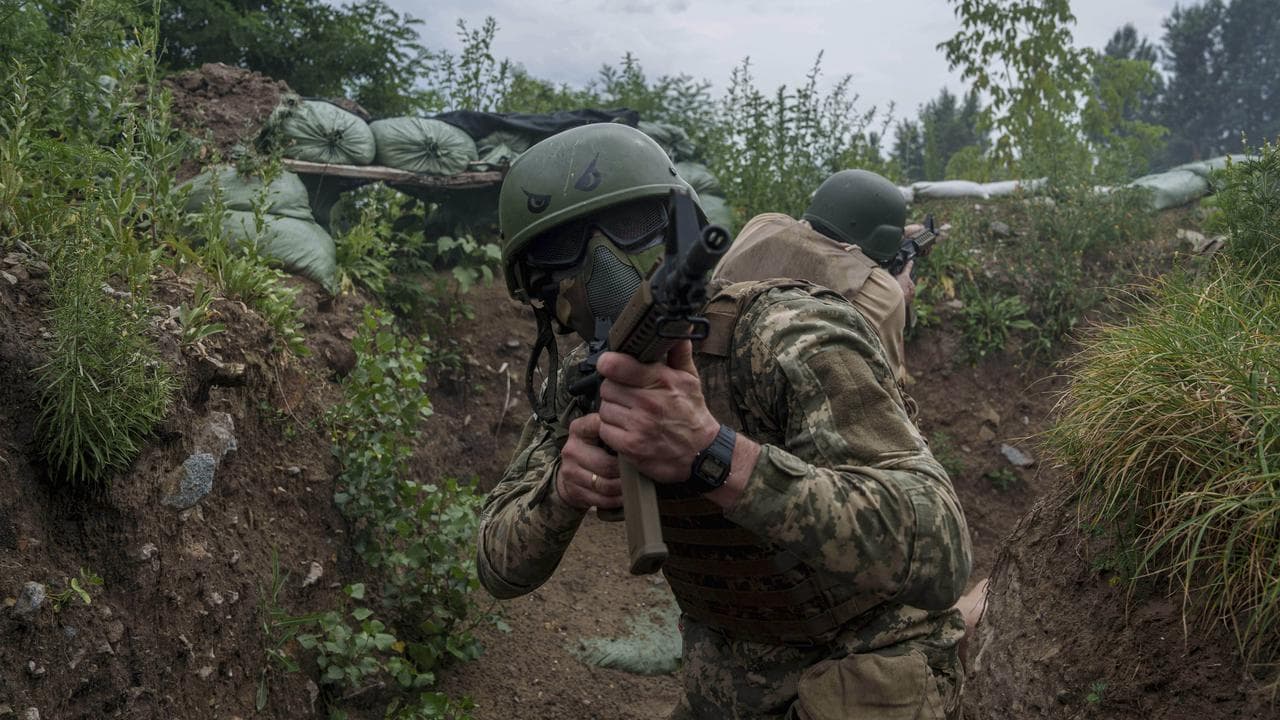Ukrainian recruits train in the Kyiv region, Ukraine