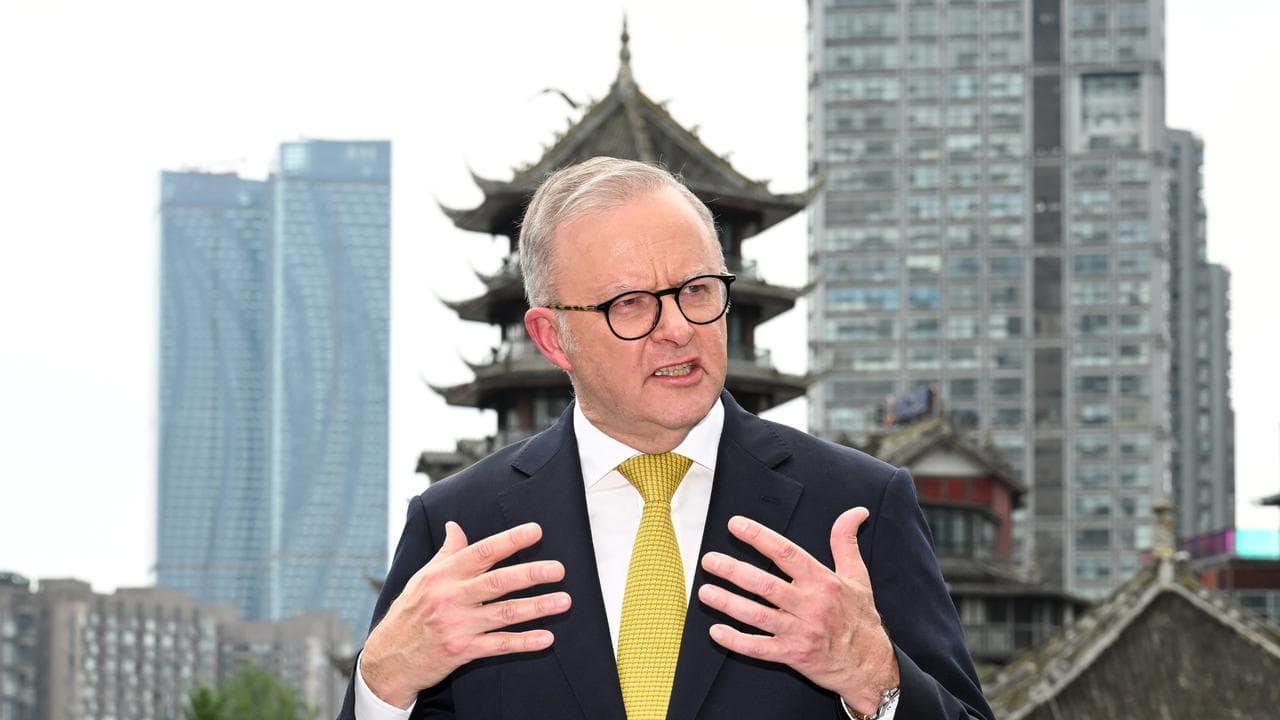 Anthony Albanese at a press conference in Chengdu, China