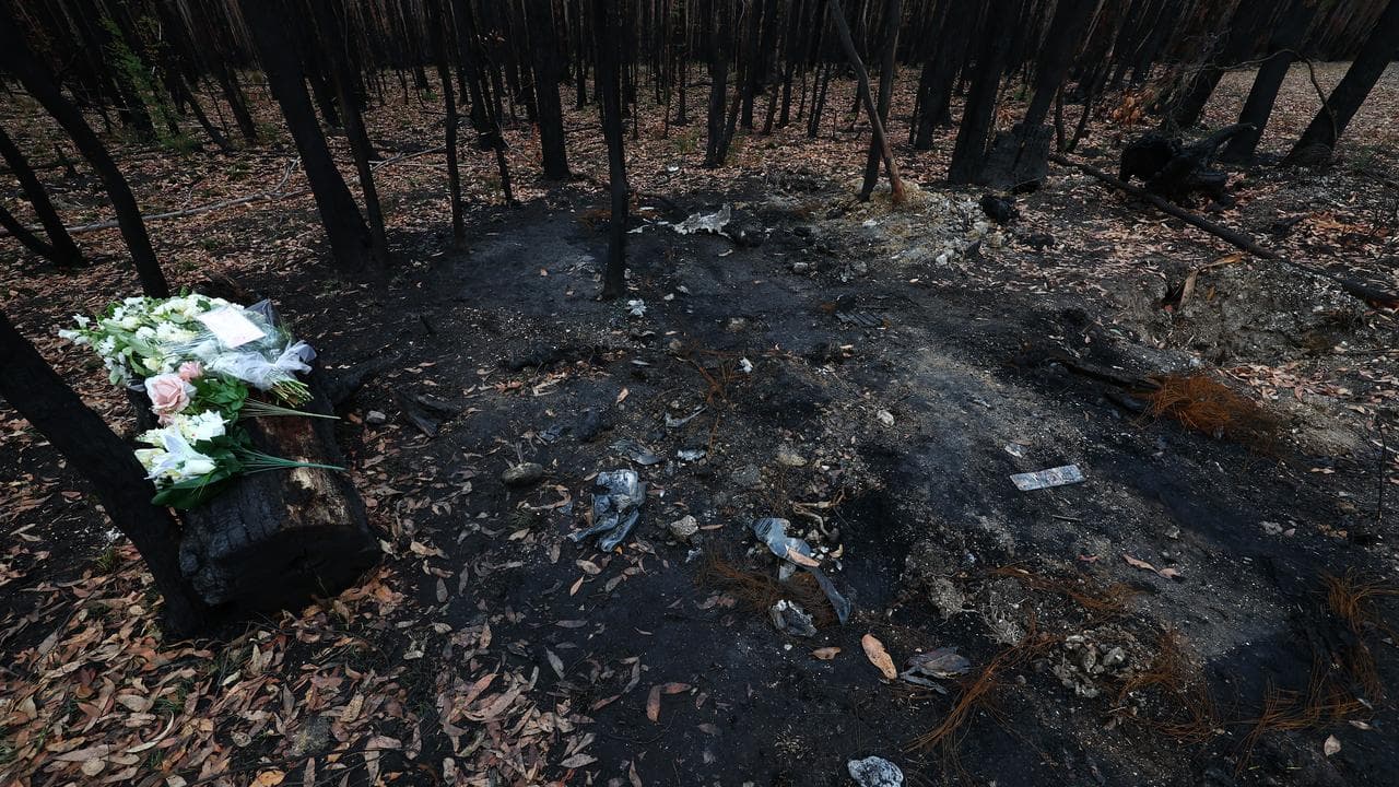 A floral tribute at the crime site 