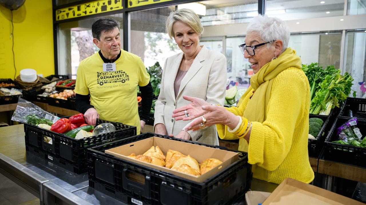 Tanya Plibersek with OzHarvest founder Ronni Kahn and a volunteer