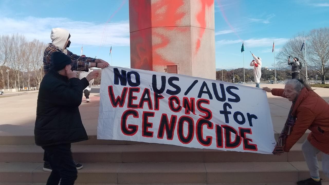 Pro-Palestinian activists in Canberra