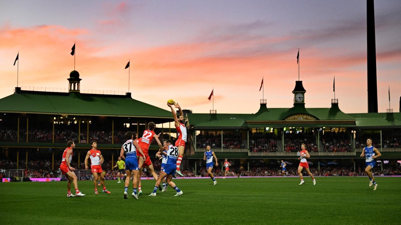 Sydney's Brodie Grundy rose high to take a strong mark.