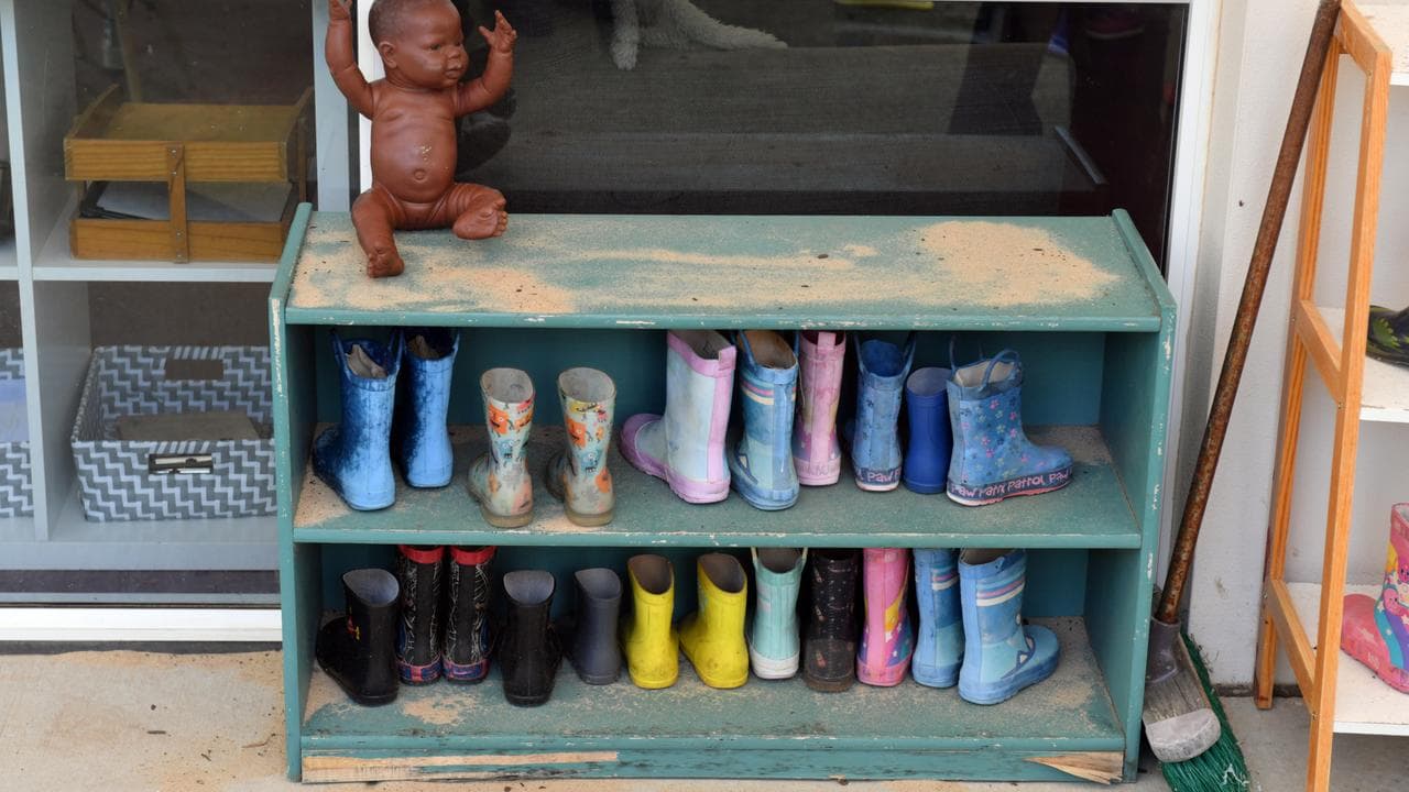 Children's rain boots at an early childhood centre