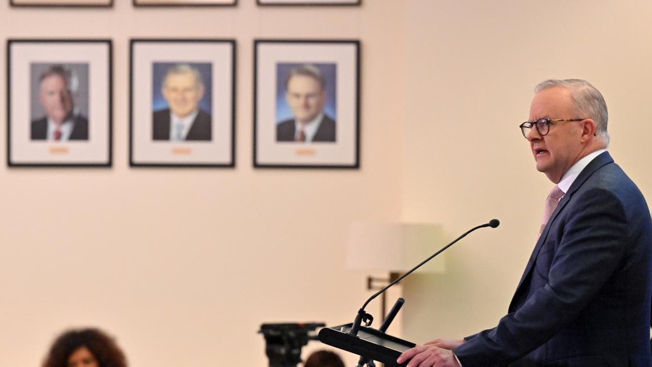 Prime Minister Anthony Albanese addresses Labor MPs