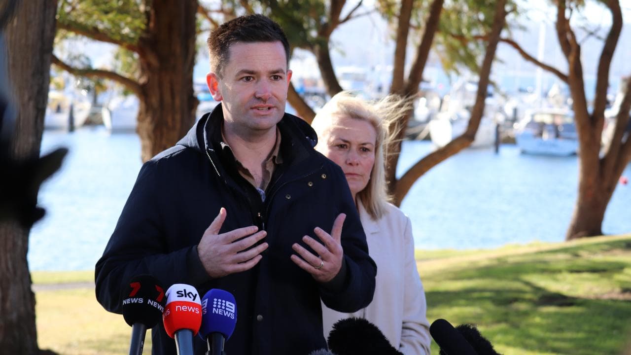 Labor leader Dean Winter and re-elected MP Anita Dow