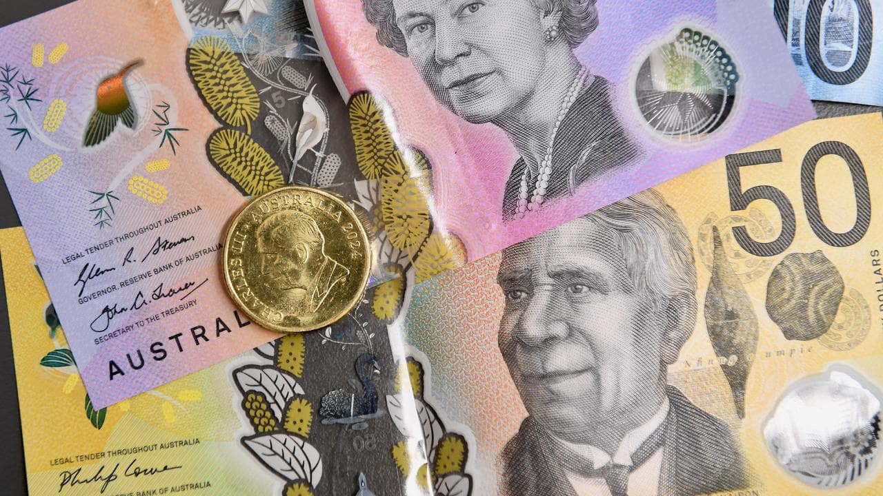 Australian coins and notes are seen in Brisbane