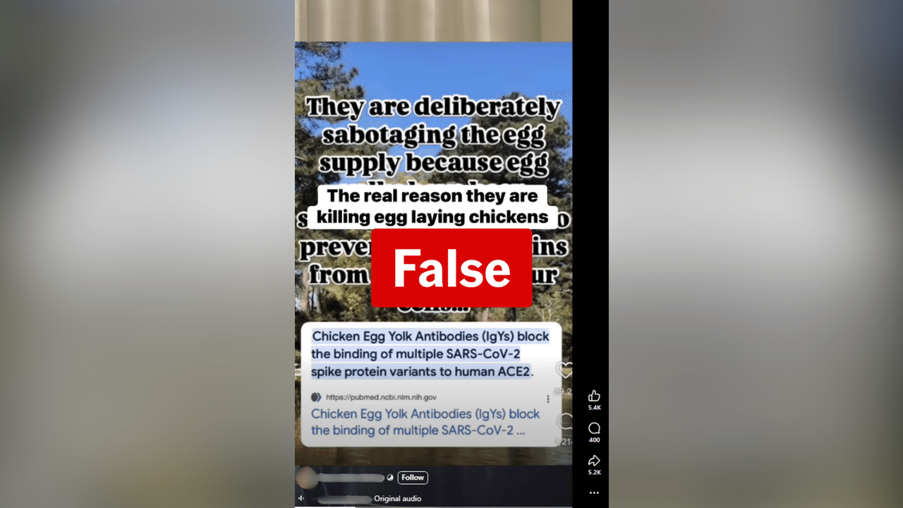 Facebook reel claiming eating egg yolks can cure COVID