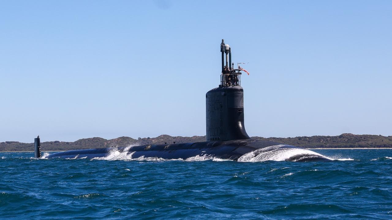 A Virginia-class fast attack submarine off the coast of Perth