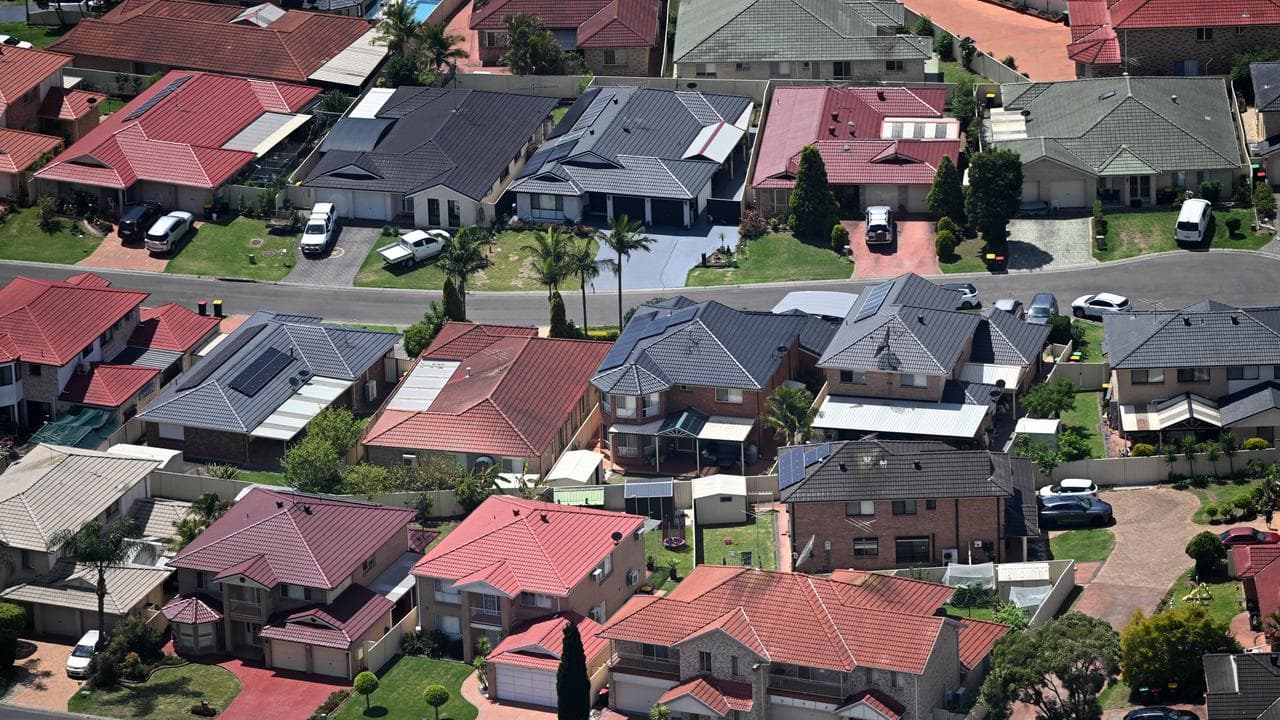 Housing in western Sydney is seen from the air, Sydney
