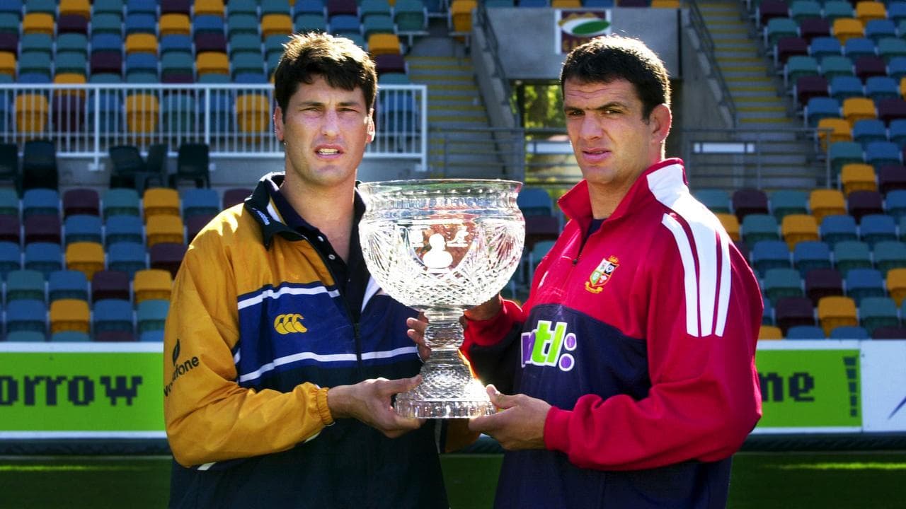 John Eales and Lions skipper Martin Johnson