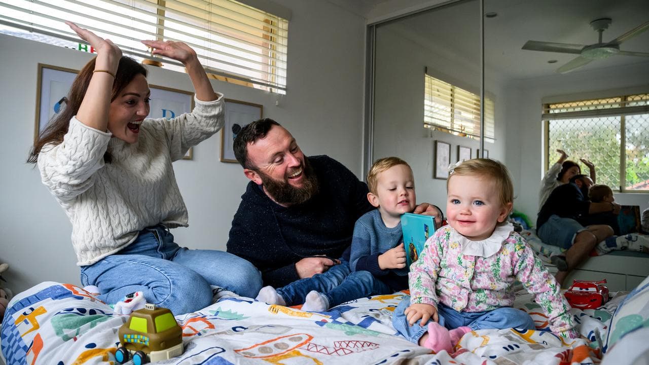 Vikki, fiance Sean and their children Beau and Maia in Sydney