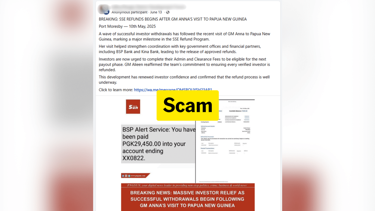 Fake Facebook post claiming SSE refunds.