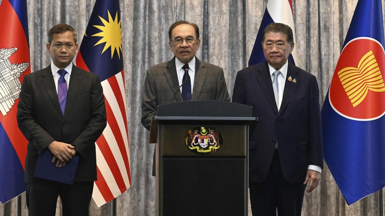 Hun Manet, Anwar Ibrahim and Phumtham Wechayachai