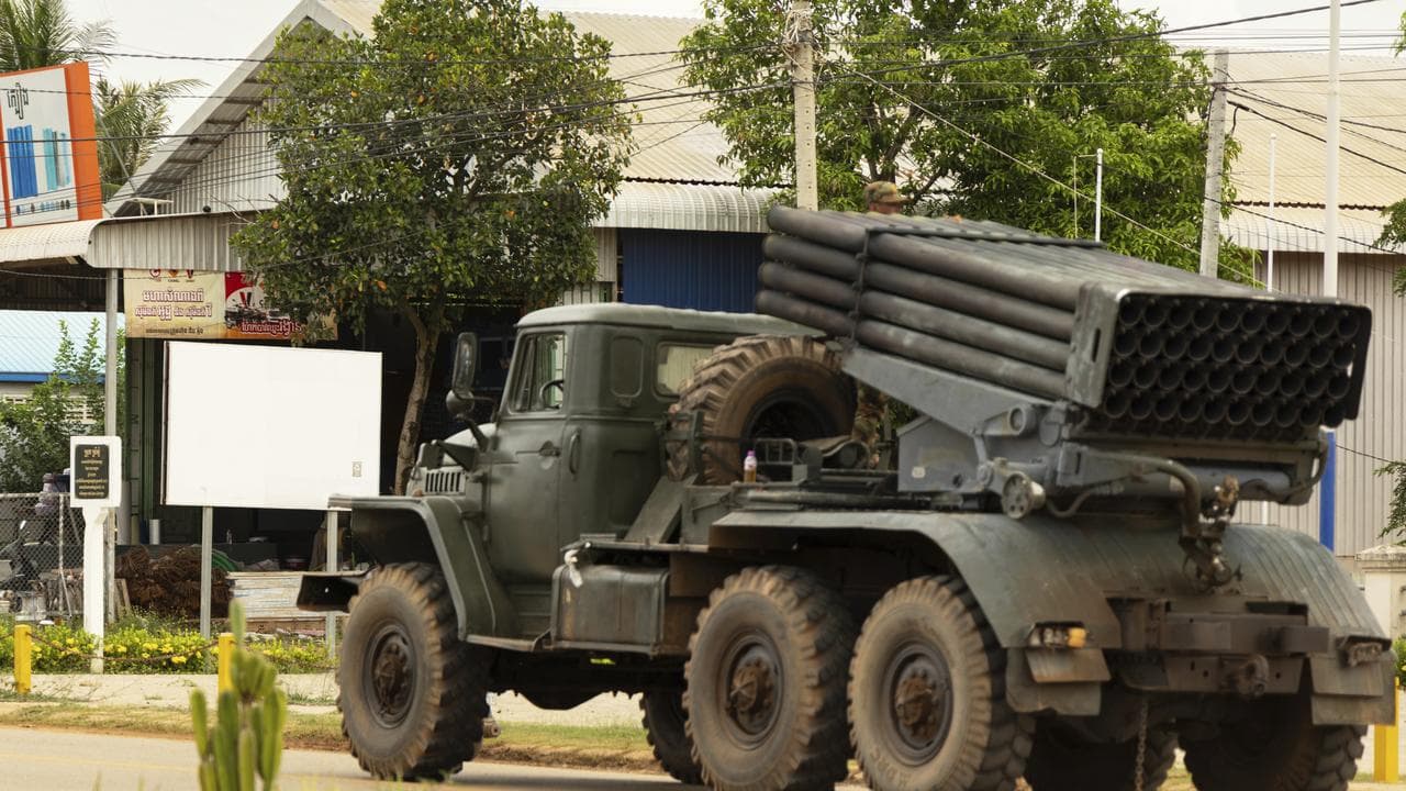 Cambodian military vehicle near the border with Thailand