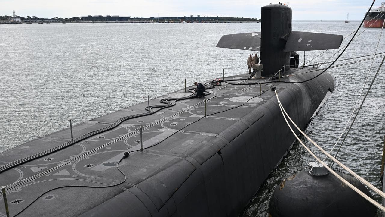 The USS Ohio docked in Brisbane