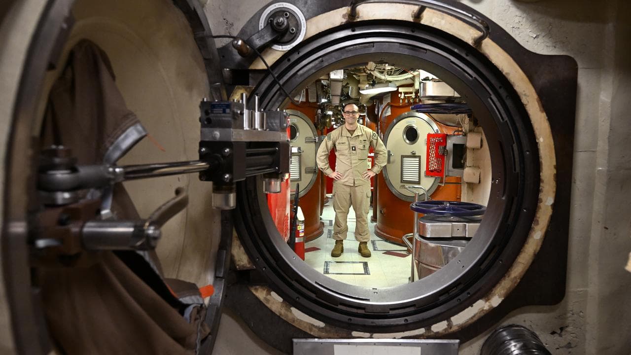 A crew member in the missile compartment of the USS Ohio