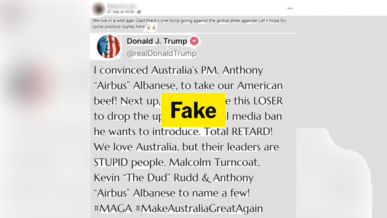 One of the Facebook posts spreading the fake Truth Social post.