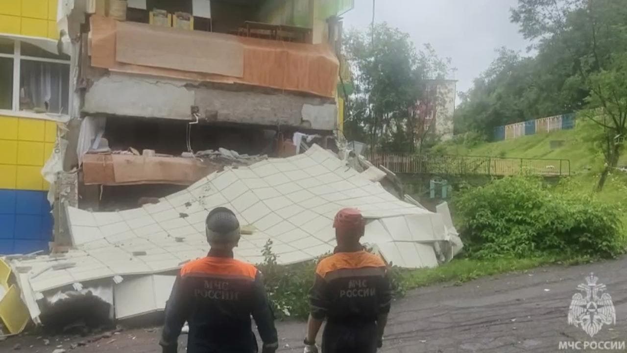 Kindergarten damaged by an earthquake in Petropavlovsk-Kamchatsky