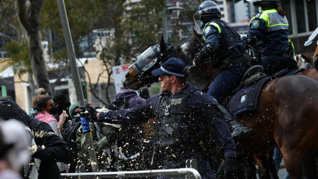 A file photo of protesters in Melbourne 