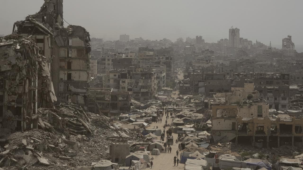 Buildings destroyed by Israeli bombardments in the Gaza Strip