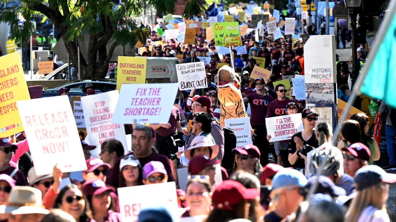 Striking teachers in Brisbane