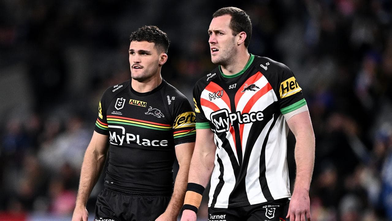(L-R) Nathan Cleary and Isaah Yeo.